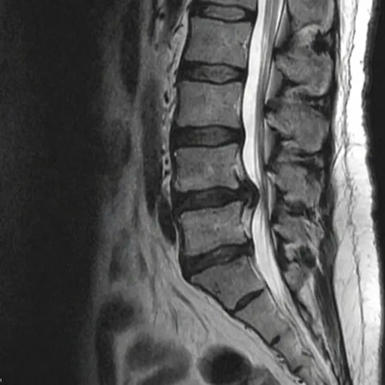Xray of spinal stenosis in lumbar black and white